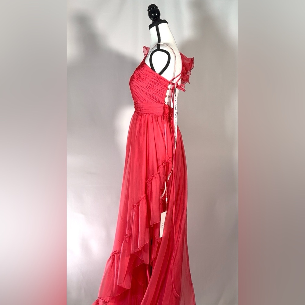 Mac Duggal Formal Pink Ruffled One Shoulder Asymmetrical Gown Size 6 $398 NWT - Picture 6 of 6